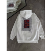 Uzun Kol Kapşonlu Ön Ve Arka Baskılı SweatShirt - Beyaz