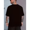 Eşsiz Baskı Tasarımlı Şık Büyük Beden Erkek Tişörtü - Rahat Polyester, Makinede Yıkanabilir, Yuvarlak Yaka - Her Mevsim İçin Mükemmel - Siyah