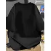 [Günlük T-Shirt] Hafif Kadın Günlük T-Shirt | Bol Kesim, Kısa Kollu, Yuvarlak Yaka, Eğlenceli Karikatür Ayı ve Umrumda Değil Baskı - Günlük Stil, İlkbahar/Yaz- Siyah