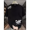 Day One Baskılı Oversize Bisiklet Yaka T-shirt - Siyah