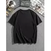 Erkek Dağ Grafikli Tişört, Yaz için Büyük Beden Rahat T-shirt - Siyah