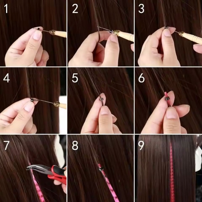 Fiber Sentetik Boncuk Kaynaklık Renkli Saç - Koyu Mavi - 100 Adet