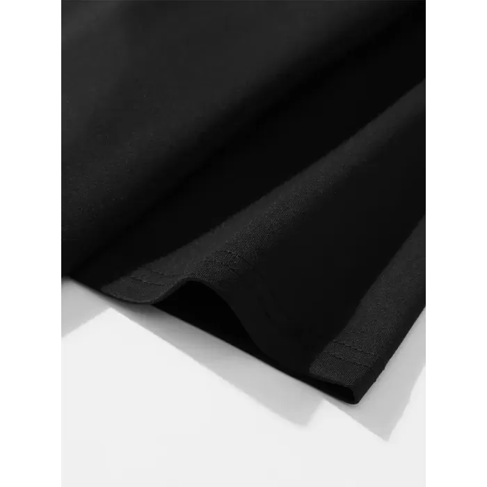 Neden Bana Bakıyorsun? Komik Kedi Grafik Tişört - Dijital Baskılı Siyah Bol Kesim Streetwear Tişört, Erkekler için Dört Mevsim Günlük Gömlek - Siyah