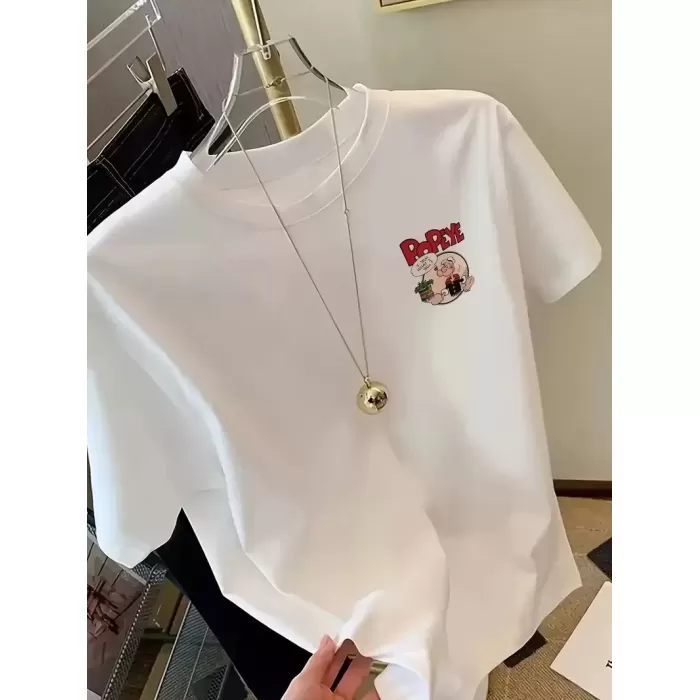 Erkek Oversize Tişörtü  Popeye the Sailor Retro Vintage Ispanak | Hediye olarak idealdir, farklı boyutları mevcuttur. - Beyaz