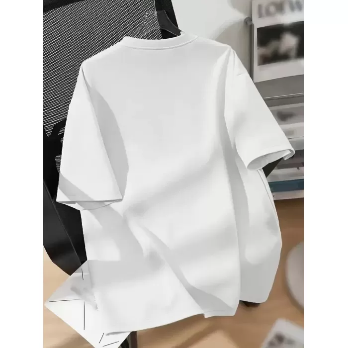 [Günlük T-Shirt] Hafif Kadın Günlük T-Shirt | Bol Kesim, Kısa Kollu, Yuvarlak Yaka, Eğlenceli Karikatür Ayı ve Umrumda Değil Baskı - Günlük Stil, İlkbahar/Yaz- Beyaz