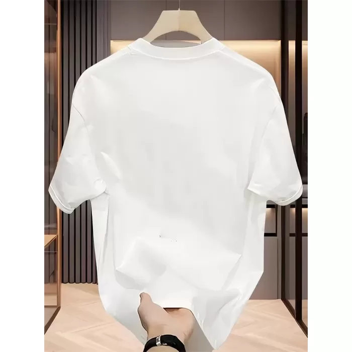 AICG Baskılı Kadın Oversize Bisiklet Yaka T-shirt  - Beyaz