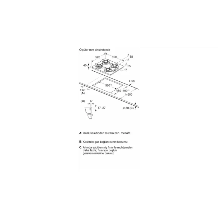 Siemens EO6C8PP30O Sert Cam Ankastre Ocak Antrasit