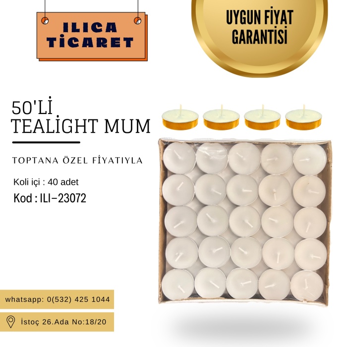 TEALİGHT DEKORATİF MUM 50Lİ