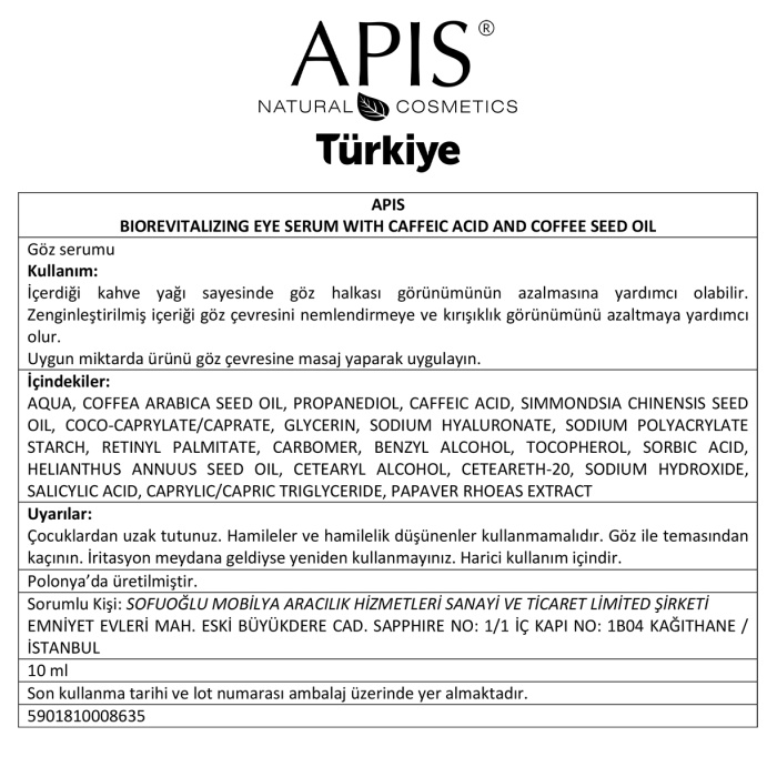 Kafeik Asit ve Kahve Çekirdeği Yağlı Göz Serumu - 10ml