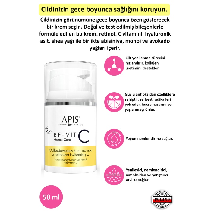 Gece Kremi Onarıcı Retinol ve C Vitaminli - 50ml