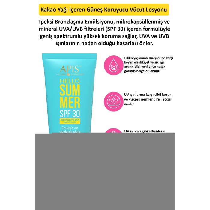 Güneş Koruyucu Vücut Losyonu Kakao Yağlı  SPF 30 - 200ml