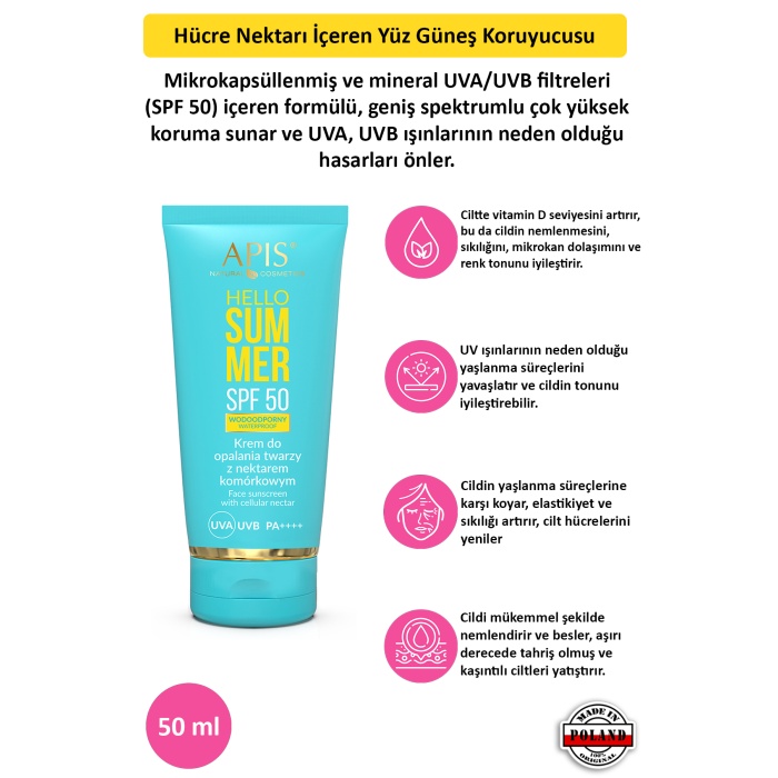 Hücre Nektarı İçeren Yüz Güneş Koruyucusu SPF 50 - 50ml