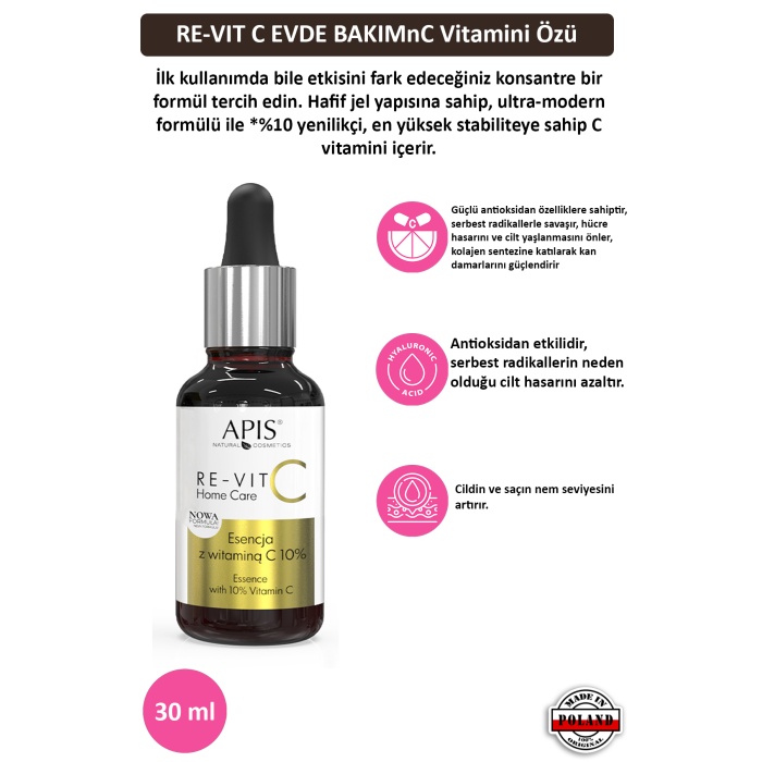 RE-VIT C EVDE BAKIM C Vitamini Özü YENİ FORMÜL - 30 ml