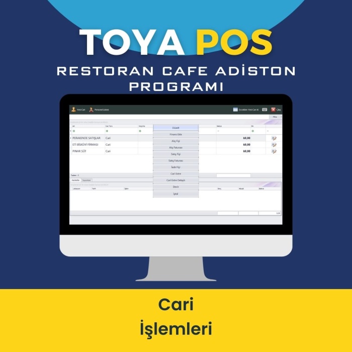 Toya Pos Restoran Cafe Adisyon Programı Ana Paket