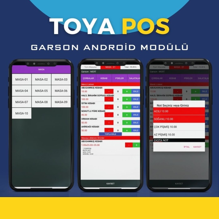 Toya Pos Garson Android Sipariş Modülü (Sınırsız Kullanıcı)