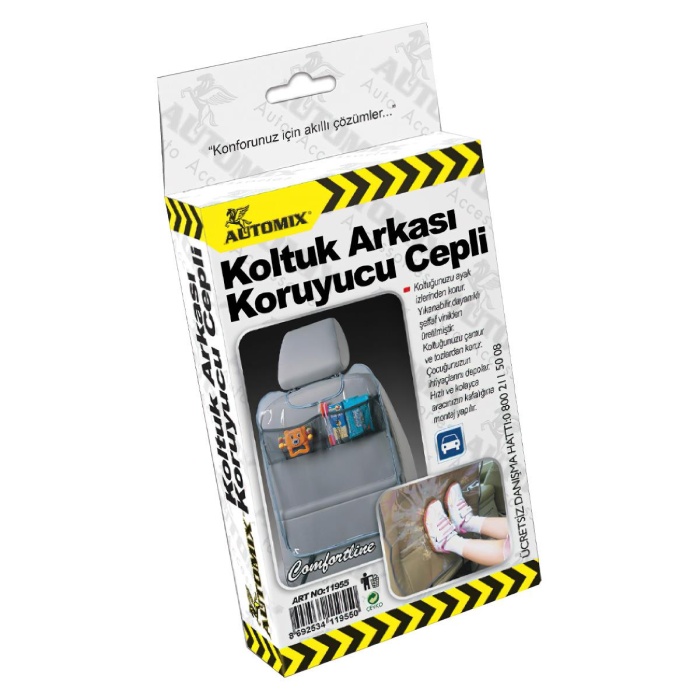 Automix Oto Koltuk Koruyucu Organizer Cepli Şeffaf