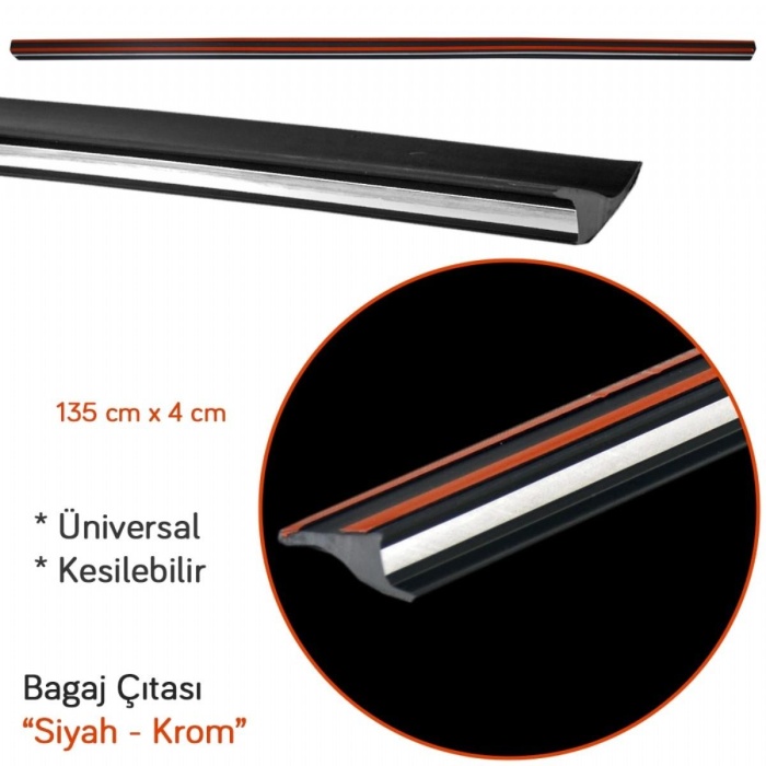 Bagaj Çıtası Kromlu Spoiler Universal 135 Cm Siyah