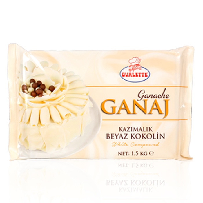 Fildişi Beyaz Ganaj Kazımalık Çikolata 1,5 Kg