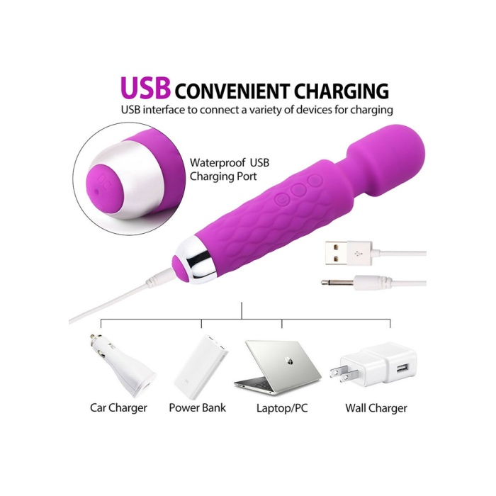 Female Wand Massager Şarjlı Vibratör Mor