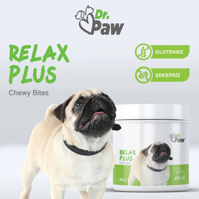 Dr. Paw - Relax Plus: Küçük Irk Köpekler İçin Glutensiz ve Şeker İlavesiz Stres Azaltıcı Çiğnenebilir Tablet (90 gr)