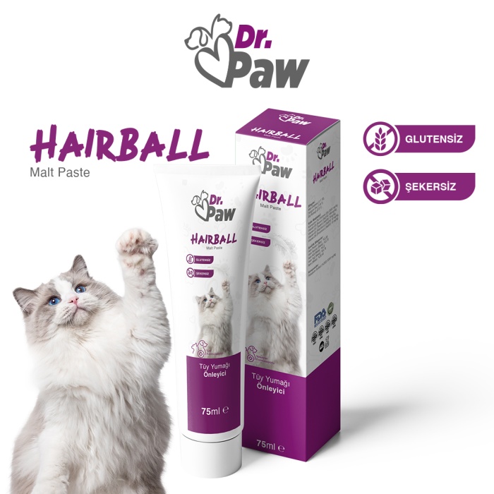 Dr. Paw - Hairball Malte Paste: Kediler İçin Glutensiz ve Şeker İlavesiz Tüy Yumağı Engelleyici Malt Paste (100 gr)