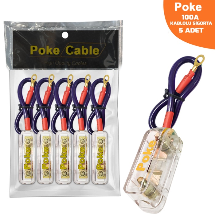 Poke PK-6771 R32 Oto Anfi Sigorta Kablolu 100a 1.Kalite Vidalı 5 Adet