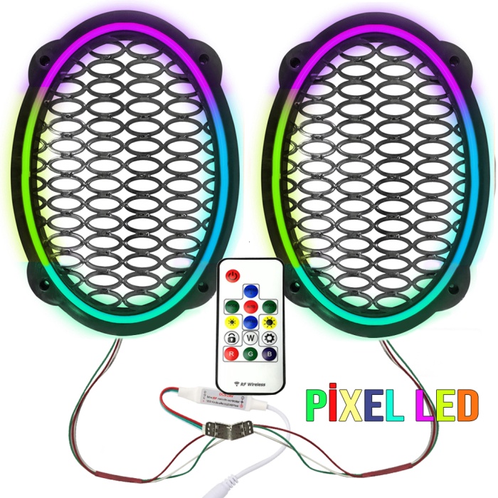 Poke PK-5652 Pixel Ledli Oval Hoparlör Kapak 2 Adet