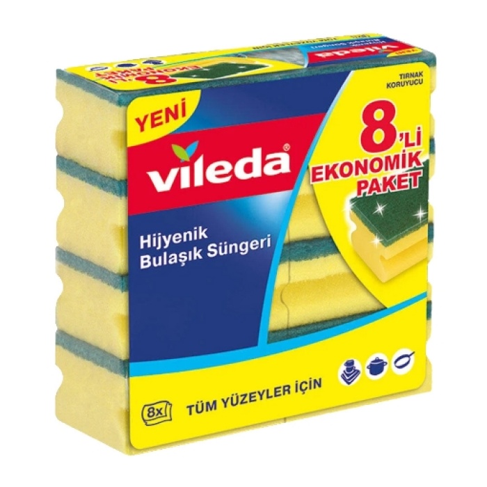 Vileda Bulaşık Süngeri 8li Yeşil Oluklu Eko Pk. (6lı)