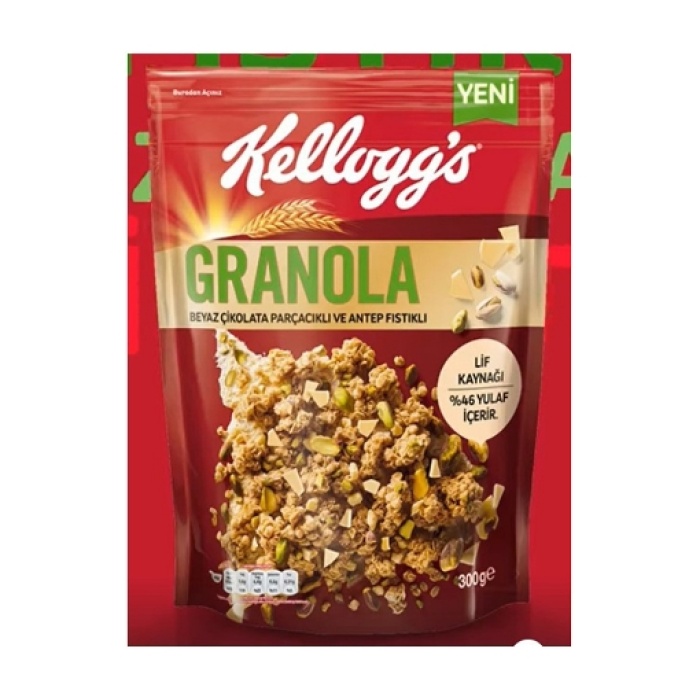 Ülker Kelloggs Granola Beyaz Çikolatalı Antep Fıstıklı 300 Gr. (2li)