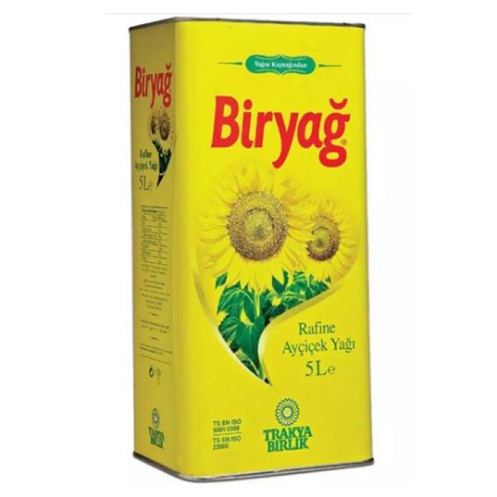 Biryağ Ayçiçek Yağı Teneke 5 Lt. (6lı)