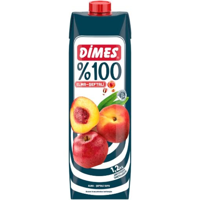 Dimes %100 Şeftali Elma Meyve Suyu 1 Lt. (2li)