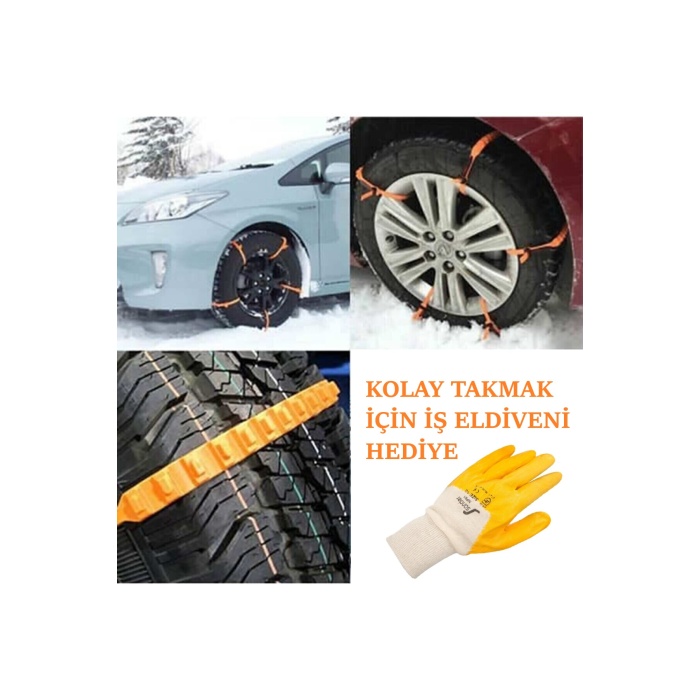 Kar Zinciri Pratik Oto Araba Buz Zincir Tekrar Kullanıma Uygun Pratik Tak Çıkar Modeli (8 Adet)