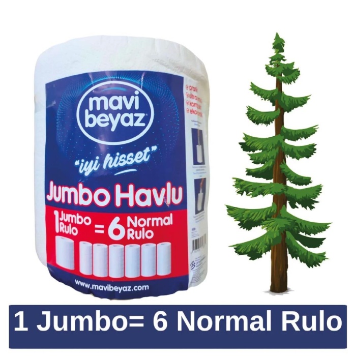 Mavi Beyaz Kağıt Havlu Jumbo 1=6 (4lü)