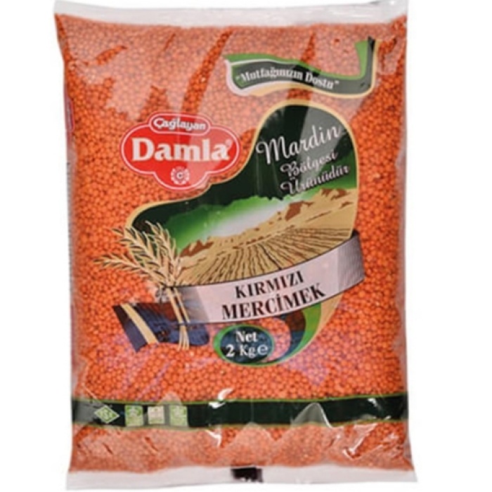 Damla Kırmızı Mercimek 2000 Gr. (Bakliyat) (2li)