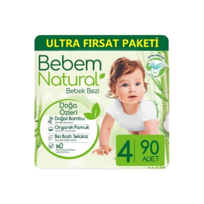 Bebem Natural Ultra Fırsat Pk. Maxi 90lı 4) (2li)