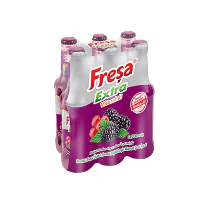 Freşa Karadut Frenk Üzümü Doğal Maden Suyu 6x200 ml.