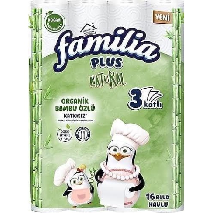 Familia Kağıt Havlu 16lı Natural 3 Katlı Bambu (2li)