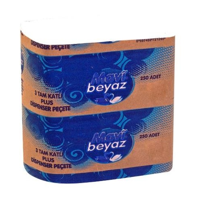 Mavi Beyaz Peçete Dispenser Prof. 2.5 Katlı 250li (4lü)