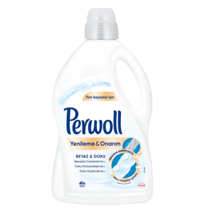 Perwoll Sıvı Çamaşır Deterjanı 2,97 Lt. Yenileme & Onarım Beyaz 50W (12li)