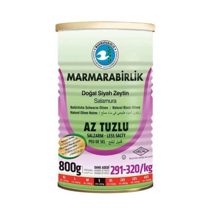 Marmarabirlik Siyah Zeytin  Az Tuzlu 800 Gr. TNK.