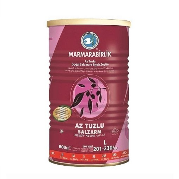 Marmarabirlik Siyah Zeytin Hiper Az Tuzlu 800 Gr. Tnk. (4lü)