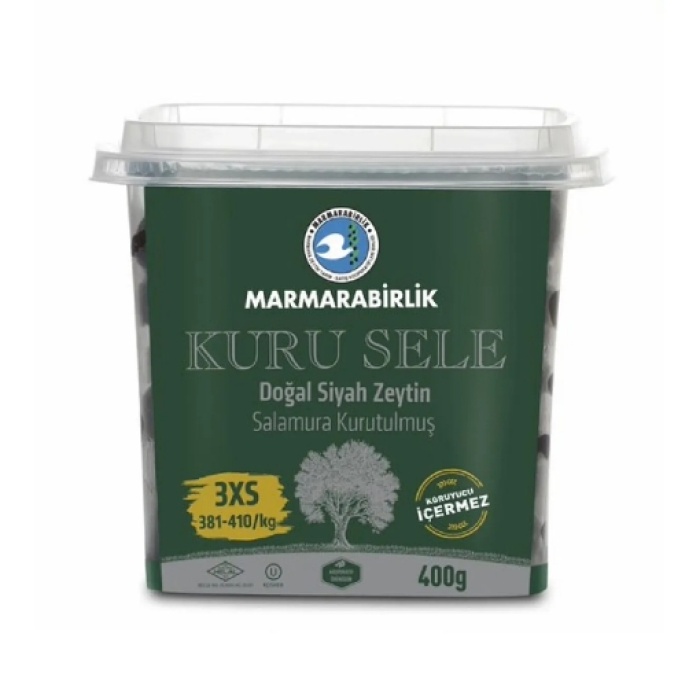 Marmarabirlik Siyah Zeytin Kuru Sele 400 Gr. (381-410) (4lü)