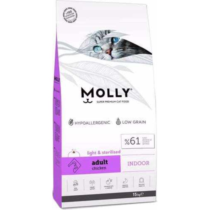 Molly Light Sterilised 15kg Tavuklu Yetişkin Kuru Kedi Maması