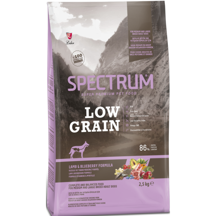 Spectrum Low Grain Kuzulu Ve Yaban Mersinli Orta Ve Büyük Irk Yetişkin Köpek Maması 2,5 Kg