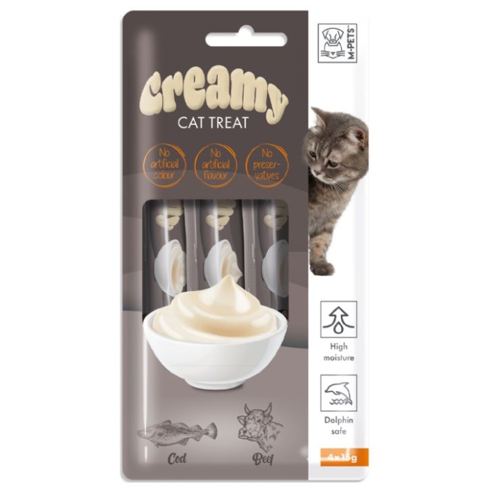 M-PETS CREAMY MORİNA BALIKLI BİFTEKLİ KEDİ ÖDÜLÜ 4X15GR 10LU