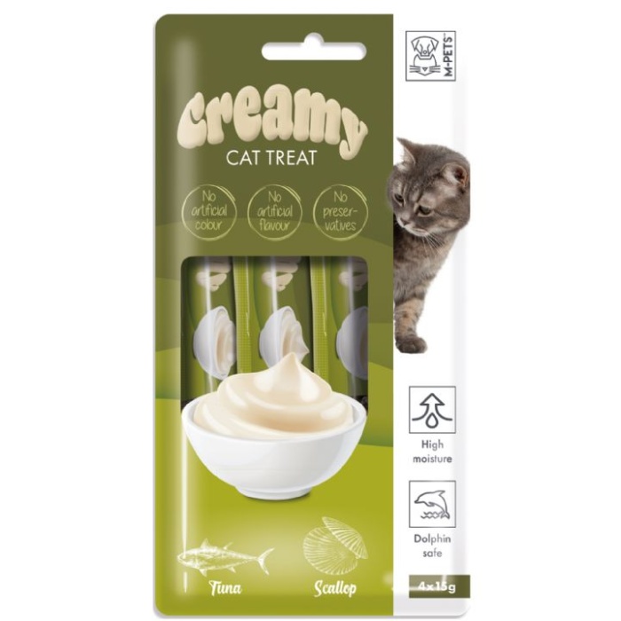 M-PETS CREAMY TON BALIKLI DENİZ TARAKLI KEDİ ÖDÜLÜ 4X15GR 10LU