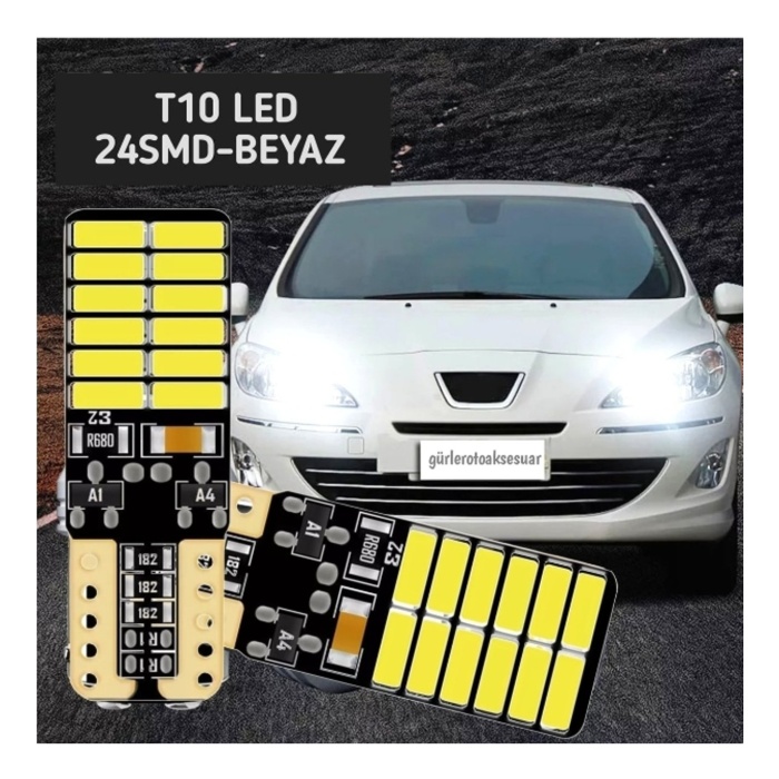 Toptan T10 Led Beyaz  Ampül 24 Ledli Smd