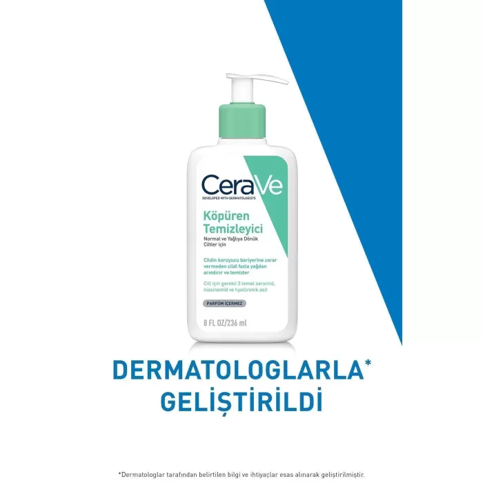 CeraVe Normal Ve Yağlıya Dönük Ciltler Için Köpüren Temizleyici 236ml