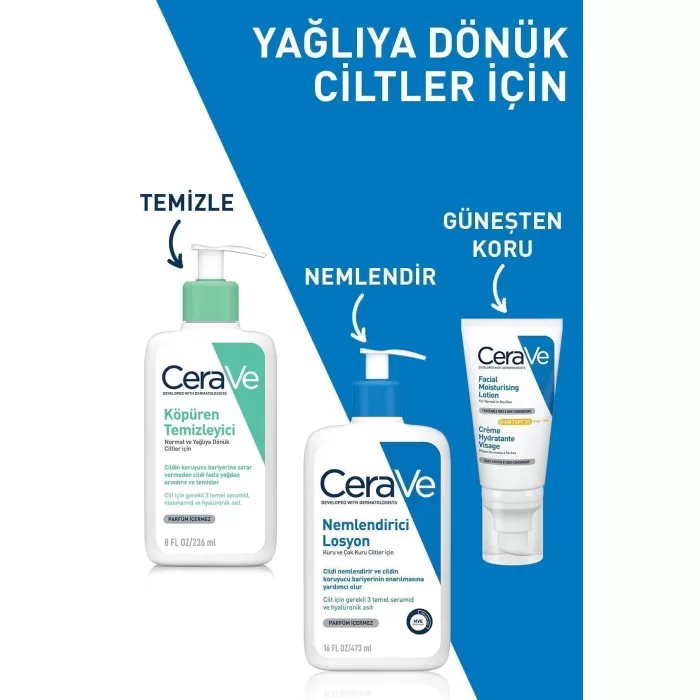 CeraVe Normal Ve Yağlıya Dönük Ciltler Için Köpüren Temizleyici 236ml