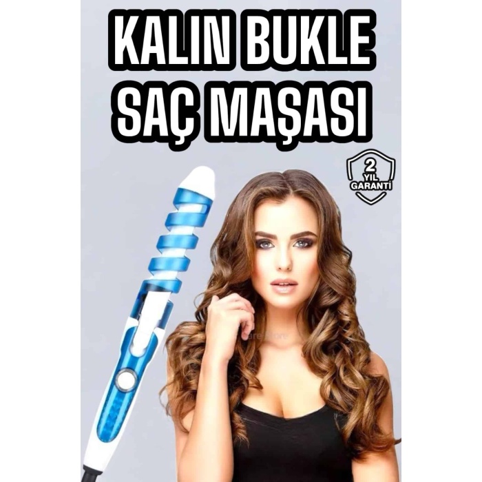 Profesynel Saç Maşası Kalın Bukleler Spiralli Seramik Kaplama